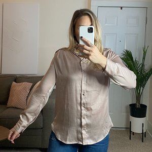 Blush Satin Button Up